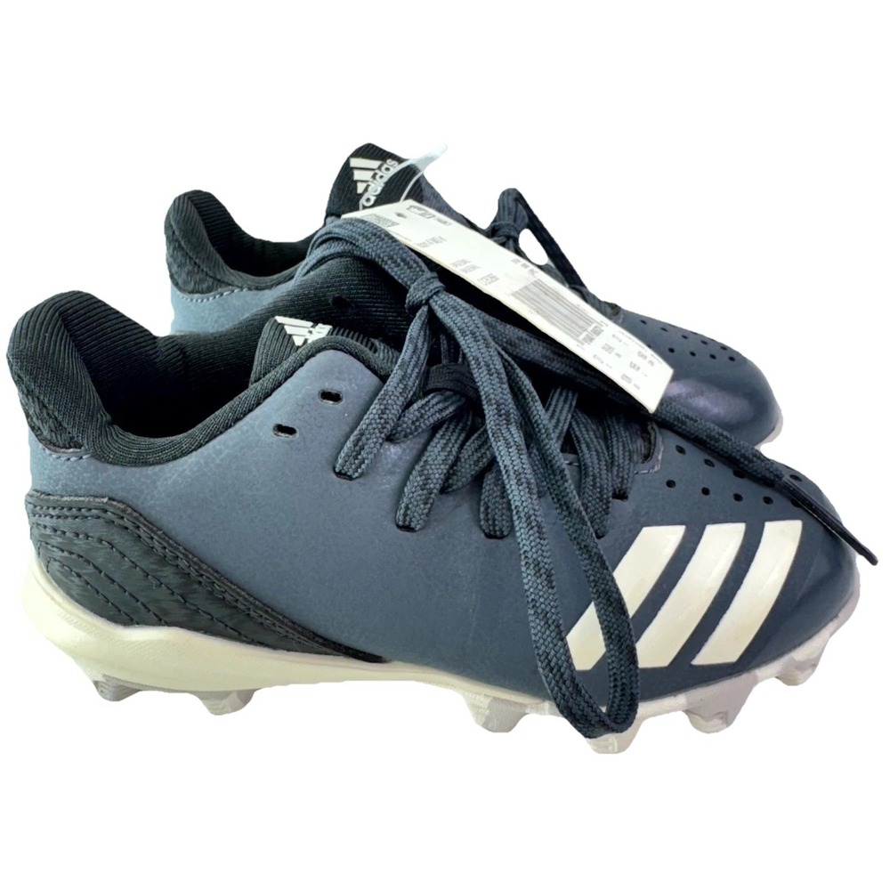 Adidas Icon 4 MD K Baseball Cleats Kids Size 10 Gray White Low Top Athletic